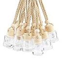 DMuuuDM 20 Pcs 8ml Hanging Car Air Freshener Diffuser,Empty Clear Glass Essential Diffuser Oil Aromatherapy Fragrance Perfume Pendant Glass Vials with Wooden Caps & Hanging String,Cylindrical