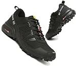 GoodValue Trail Running Shoes Men Waterproof Walking Hiking Running Shoes for Men Non-Slip All-Terrain Shoes Black