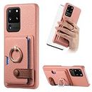 Asuwish Phone Case for Samsung Galaxy S20 Ultra 5G Wallet Cover with Screen Protector and Thin Slim Ring Card Holder Leather Cell Accessories S20ultra 20S S 20 A20 S2O 20ultra G5 Women Men Pink