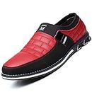 COSIDRAM Men Casual Shoes Summer Sneakers Loafers Breathable Comfort Walking Shoes Fashion Driving Shoes Luxury Black Brown Leather Shoes for Male Business Work Office Dress Outdoor Red 13