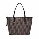 Fossil womens Sydney Tote Bag, Black, Brown, Large US
