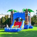 HeroKiddo Ocean Shark Inflatable Water Slide Bounce House Combo (with Pool & Blower) in Blue/Red | 144 H x 168 W x 312 D in | Wayfair