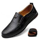chaussures en cuir véritable pour hommes mocassins décontractés noir marron