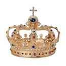 13cm Tall Large Men's Cross Gold Crown Drama Imperial Medieval King Metal Crown