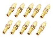 RIVER FOX Metal Spring RCA Plug Gold Plated RCA Connector Male jack Plug AV Plugs for PC Audio Video Welding DIY Parts (Pack of 10)