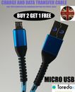 Micro USB Fast Charger/Data Cable 2m length (Heavy Duty Braided) Blue Color