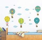 Decal O Decal Wall Decals ' Animals Flying with Air Balloons and Parachutes ' Wall Stickers (PVC Vinyl,Multicolour)