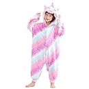 MICHLEY Animal Hooded Romper Kids Flannel Halloween Cosplay Costume 3-12T for Autumn Winter, Unicorn, 3-4T, Size100