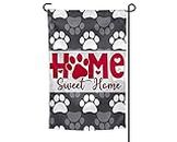 TheSpottedZebras Dog Cat Paw Welcome Garden Flag Home Sweet Home Yard Flag Double Sided 12 x 18 Inches