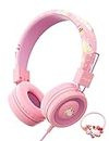 SIMJAR Unicorn Headphones with Microphone for School, Unicorn Rubber Band Included, Volume Limiter 85/94dB, Wired Foldable Girls Headphones for Online Learning/Travel/Tablet/iPad