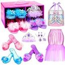Mastom Princess Dress Up Shoes Set, Dress Up Toys Jewelry Boutique Set, Princess Dress Up Clothes with Mermaid Unicorn Ice Princess Shoes, Gifts for Girls 3 4 5 6 Year Old
