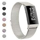 Mugust Metal Band Compatible with Fitbit Charge 4 Bands & Charge 3 Bands, Stainless Steel Mesh Loop Magnetic Replacement Strap for Fitbit Charge 4 & Charge 4 SE & Fitbit Charge 3 & Charge 3 SE (Large,Starlight)