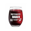 Jogskeor 2024 Retirement Gifts for Women & Men, Retired 2024 Not My Problem Anymore Stemless Wine Glass, Funny Retired Gifts for Coworker Friend Teacher Teacher Family, 15oz