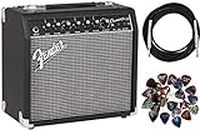 Fender Champion 20 Guitar Combo Amplifier Bundle with Instrument Cable and Picks