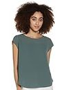 ONLY Women's Solid Short Sleeve Blouse Basic Round Neck Blouses Tee Shirt Top ONLVIC, Colours:Green, Size:38