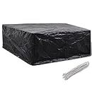 vidaXL Black Garden Furniture Cover - Water-Resistant and UV-Resistant Polyethylene Material - Suitable for Rattan Sets, Benches, Tables - with Aluminium Eyelets and Fastening Rope - 260x260x90 cm