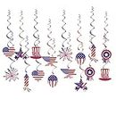 Fourth-4th of July Memorial-Day Party Decorations Streamers - 16Pcs Red Blue White USA Patriotic Hanging Swirl Ceiling Decor,America Independence Holiday Birthday Banner Supplies Hugtmr