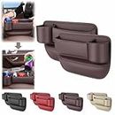 2Pcs Car Leather Cup Holder Gap Bag,Seat Gap Storage Box,Car Seat Gap Filler Organizer,Car Accessories,Multifunctional Car Seat Organizer with Cup Holder For Phones Glasses Keys Cards (Brown)