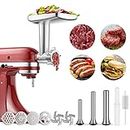 GVODE Meat Grinder Attachment for Kitchenaid Stand Mixer, Including 2 Sausage Stuffer Accessory, Metal Food Grinder, gvode Meat Grinder kitchenaid