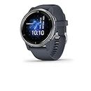 Garmin Venu 2, GPS Smartwatch with Advanced Health Monitoring and Fitness Features, Silver Bezel with GraniteBlue Case and Silicone Band(010-02430-70)
