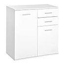 HOMCOM High Gloss Kitchen Storage Cabinet, Free Standing Sideboard with 2 Drawers and 2 Doors, White