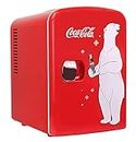 Coca-Cola 4L Mini Fridge 6 Can Portable Cooler/Warmer, Compact Personal Refrigerator for Snacks Drinks Skincare,12V and AC Cords,Accessory for Kids Bedroom Home Office Travel Car,Coke,Polar Bear,Red