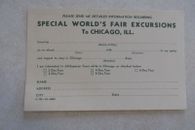 vv184 Vintage Worlds Fair Excursions to Chicago Illinois notecard signup