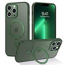 GUAGUA iPhone 13 Pro Max Case Compatible with MagSafe, Magnetic Kickstand Case for iPhone 13 Pro Max Transparent Cover Phone Cases for iPhone 13 Pro Max 6.7 Inch, Green