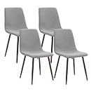 CangLong Chairs Set of 4, Kitchen Fabric Cushion Seat Back, Modern Mid Century Living Room Side Metal Legs Dining Chair, Grey, Foam, Gris, 4 Unidades