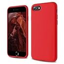 CALOOP Designed for iPhone SE Case 2020/2022, iPhone 8/7 Case, Liquid Silicone Full Body Protective Covered Silky-Soft Anti-Scratch Gel Rubber Slim Shockproof Cover 4.7 inch, Red
