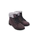 THE ALL WAY Women Fur Design Mid Ankle Boot for Women Girls Ladies Boots for women boots for women with heels hill boots for women stylish with heels (1559-Grey-41)
