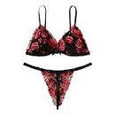 Donne Sexy Lingerie Pure Pajamas Sleep Loung Biancheria Intima Floral Lace Bra e Panty Set Collare Pelle