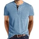 Generic Deals of The Day Lightning Deals Today Prime Men's Henley Shirts Summer Classic Short Sleeve T Shirts Basic Button Plain Cotton Workout T-Shirt with Pocket