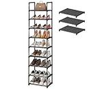 NBEST Shoe Rack, 9 Tiers Tall Shoe Rack for Entryway 18 Pairs Shoes and Boots Storage Shelf, Stackable and Narrow Vertical Shoe Organizer for Closet, (Black, 43.3CM x 31CMx186CM)
