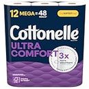 Cottonelle Ultra Comfort Toilet Paper, Strong Toilet Tissue, 12 Mega Rolls (12 Mega Rolls = 48 Regular Rolls), 244 Sheets per Roll, Packaging May Vary