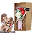 Flower Bouquet Box | Dried Flower Bouquet with Artificial Carnation Rose Flower | Scented Soap Gift Box for Her Him Valentine's Day Anniversary Wedding Mothers' Day Birthday