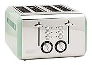 Haden Cotswold 75009 Stainless Steel 1500W Retro Toaster 4 Slice Wide Slot w/Removable Crumb Tray and Settings, Light Sage Green Toasters w/Adjustable Browning Control, Smart Toaster
