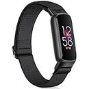 Fintie Elastic Bands Compatible with Fitbit Luxe, Adjustable Stretchy Nylon Loop Band Sport Replacement Strap Accessory Wristband, Black