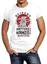 Neverless® Herren T-Shirt Hattori Hanzo Sword and Sushi Okinawa Japan Schriftzeichen Fashion Streetstyle weiß M