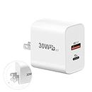 BOLWEO USB C Charger for iPhone, 30W Dual Ports Fast Charger Block USB A+C, Foldable Plug Wall Charger for iPhone 14/13/12/11 Pro Max Mini iPad Watch Switch MacBook Air Google Pixel 6 Samsung Galaxy