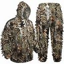 LOOGU 3D Leaves Ghillie Suits Lightweight Camo Suit Adult ideal for Airsoft,Hunting,Wildlife Photography, Bird Watching，Halloween, Shooting (LOOGU SUPER2.0 3D leaf set, 3XL Fit tall 6.2-6.5ft)