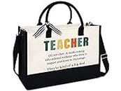 OASSIE Teacher Appreciation Gifts, Teachers Day Gifts, Teacher Tote Bag 13oz Canvas Tote Bag With Zipper, Big Deal Teacher, Extra Large