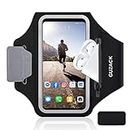 GUZACK Phone Holder for Running with Airpods Pouch, Running Armband Case for iPhone 15/14/13/12/11 Pro Max/Plus, Galaxy S23/S22/S21, Universal Cell Phone Arm Holder with Key Pocket & Card Slot