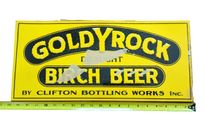 Vintage Goldy Rock Draft Birch Beer Clifton Bottling Works Metal Sign NOS