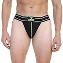 PLAYFITZ Defender Athletic Supporter with Cup Pocket Brief for Men Sports, Underwear for Workout in Gym Cotton Stretchable, Quick Dry, Moisture Wicking Supporter for Cricket, Running (Green, L)