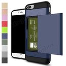 Credit Card Slot Holder Wallet Case Shockproof Back Cover For iPhone & Samsung