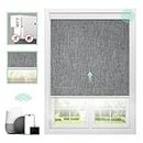 DONGFXK Motorized Roller Shades 【No Drill Cordless Blackout】 Smart Blinds Customized Size Fabric Material Automatic Electric Blinds Remote Control Smart Alexa Privacy Grey 24" W x 72H