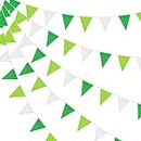 DOJoykey Fabric Bunting Flags, 66ft Green White Bunting Banner 52pcs Reusable Waterproof Flags Bunting Pennant Outdoor Garden Home Wedding Mother‘s Day Birthday Party Decoration Bunting