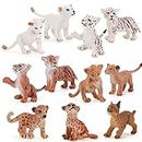 FLORMOON Animal Figurines 11pcs Cute Realistic Lion Leopard and Tiger Action Model for Learning Educational Toys Cake Topper Gift for Kids