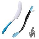 QUUREN Toilet Aids for Wiping - 15" Long Reach Butt Wiper Bath Brush Set Comfort Bottom Buddy Wiping Aid Self Wipe Bathroom Tools for Disabled, Elderly, Pregnant and Physically Challenged 2Pcs